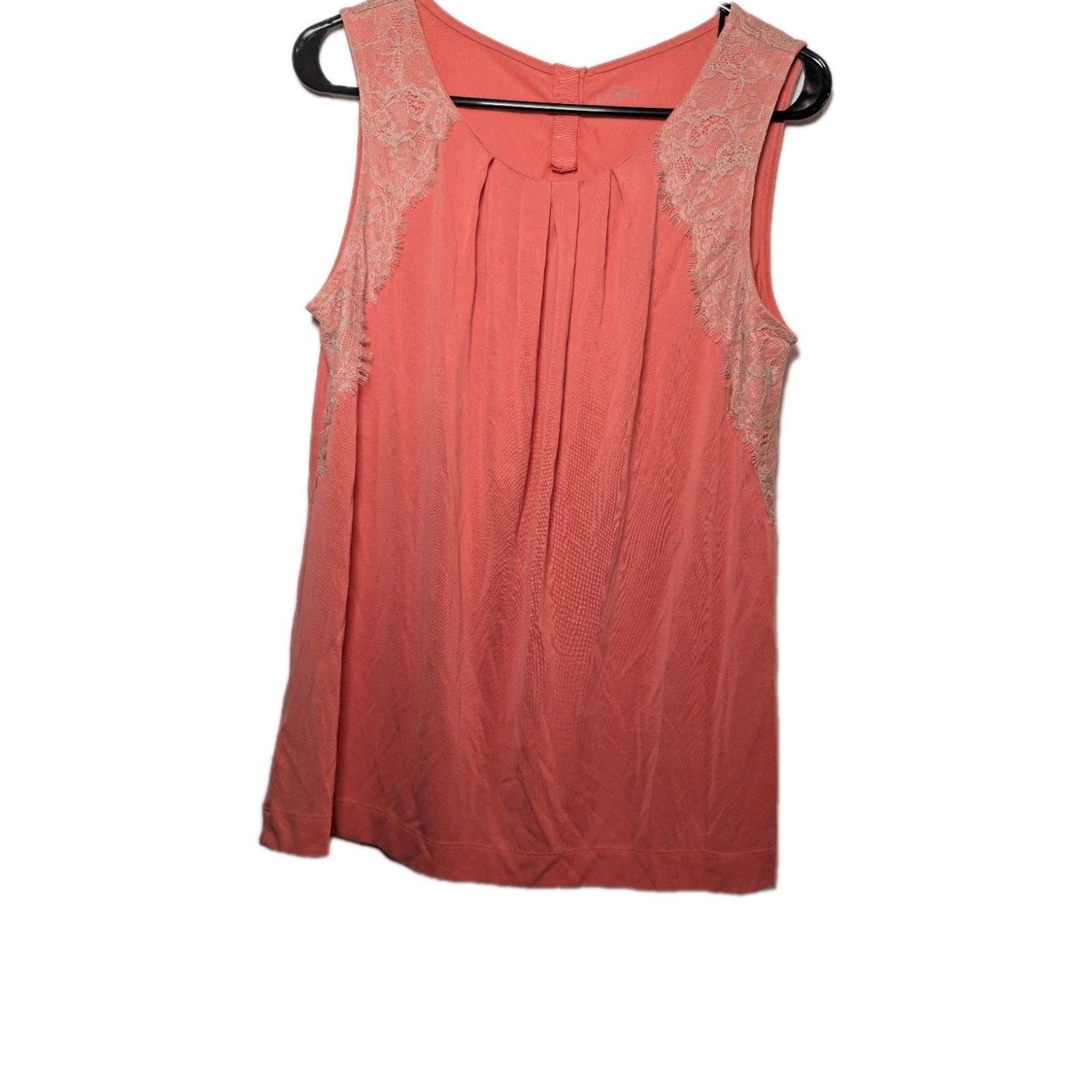 Loft Tank Top Shirt Womens Blouse Pink Pleated Sleeveless Size Medium Sandwashed